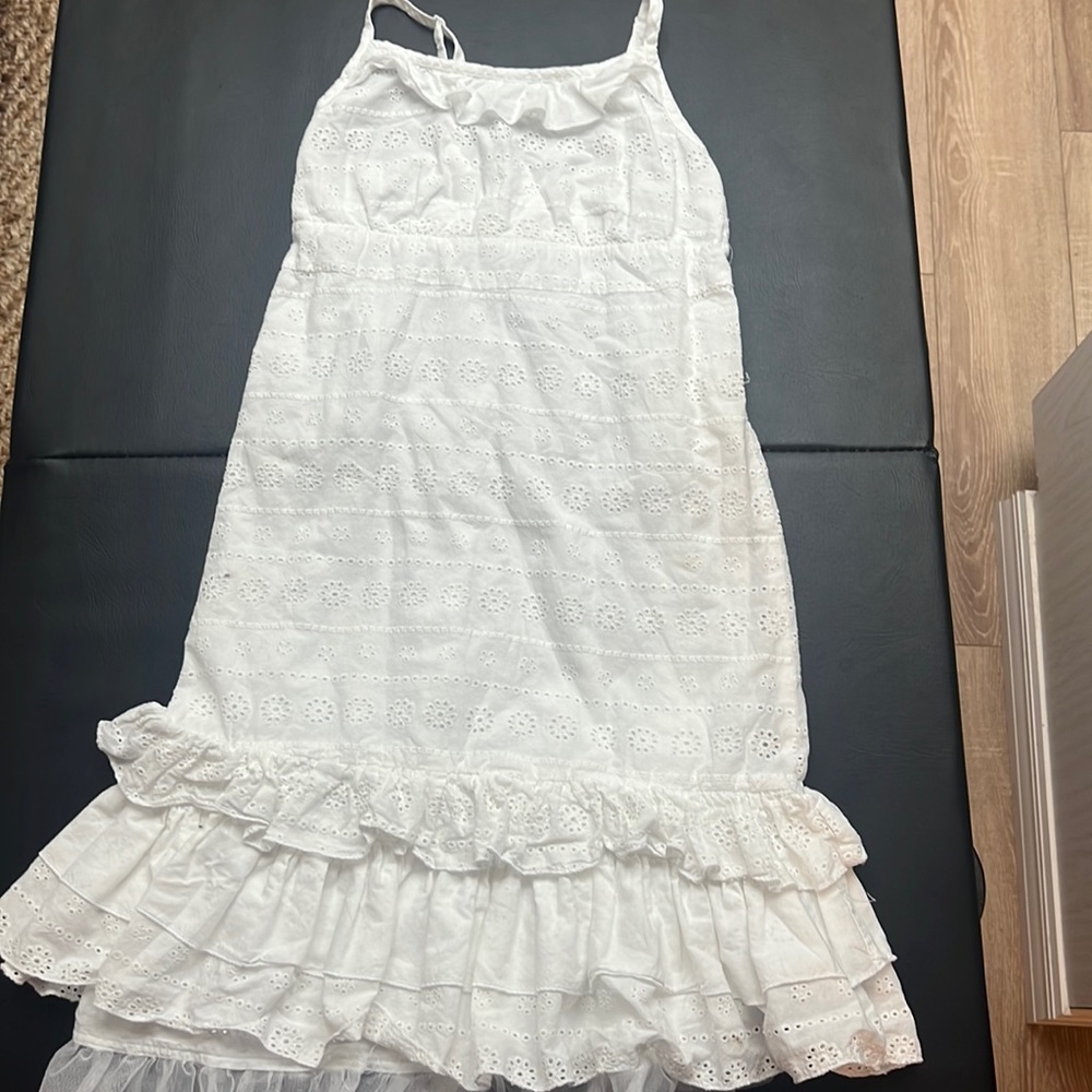 Girls white summer dress adjustable straps size 10